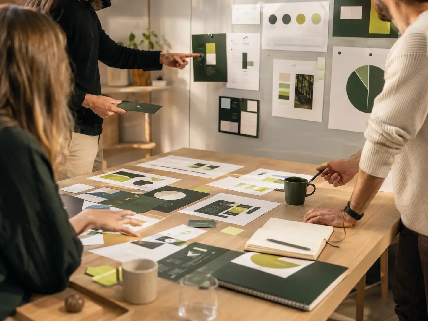 Marketing team developing communication and launch strategy